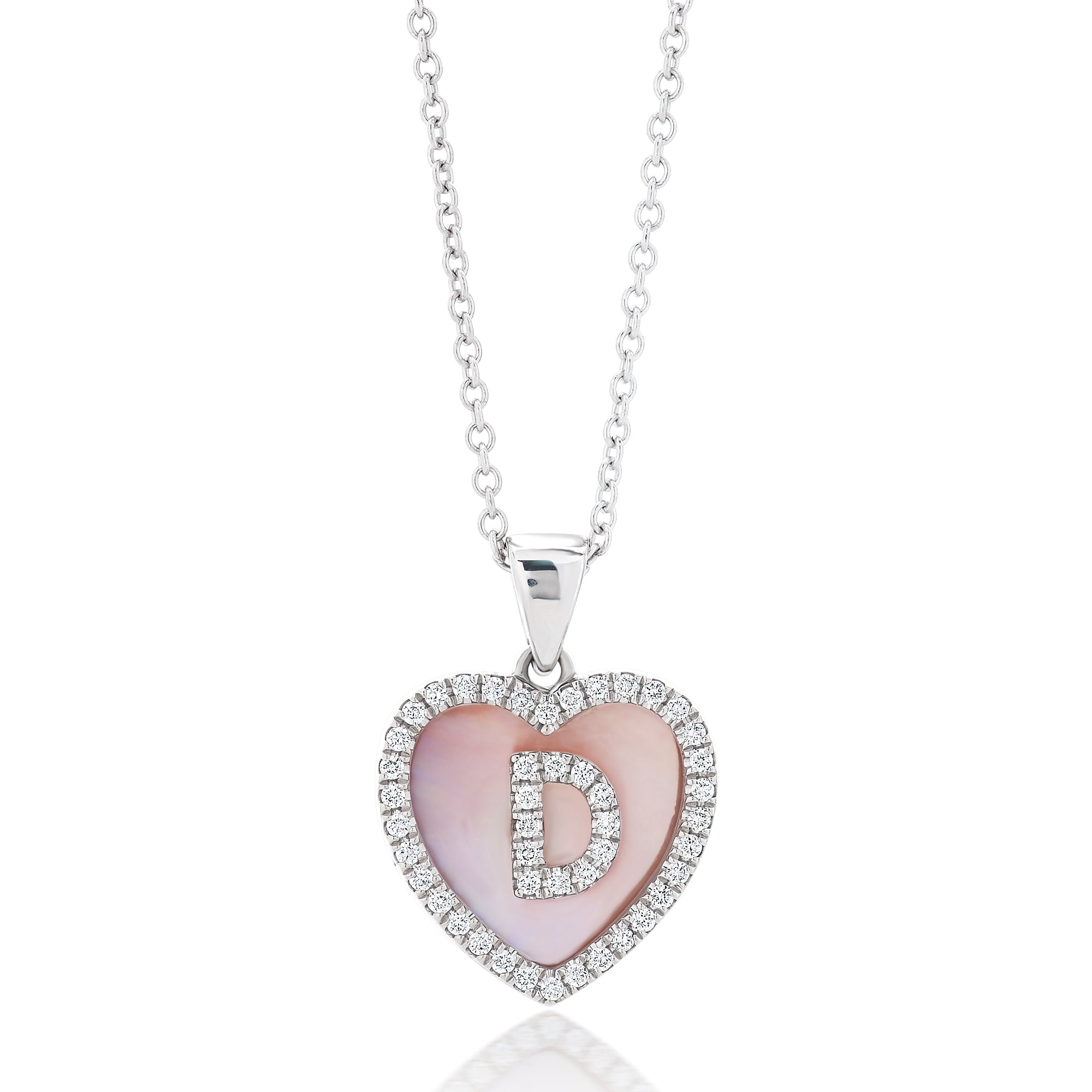 Diamond heart necklace pendant 14K rose Gold F VS pink gold necklace v