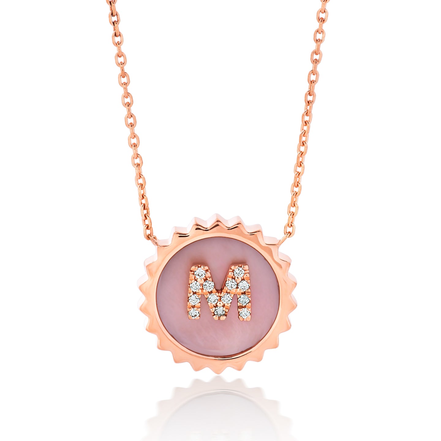 14K Rose Gold Mini Bezel Diamond Necklace