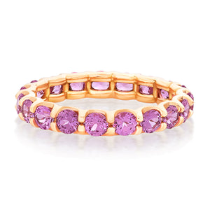 Round Pink Sapphire Shared Prong Eternity Band