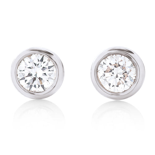 Petite Bezel Set Diamond Stud Earrings