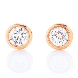 Petite Bezel Set Diamond Stud Earrings - Rose