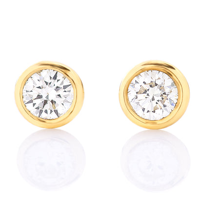 Petite Bezel Set Diamond Stud Earrings - Yellow