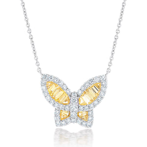 Large Yellow Sapphire and Diamond Butterfly Pendant 2