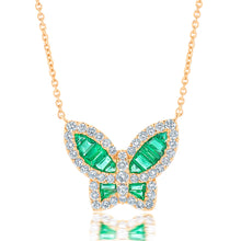 Load image into Gallery viewer, Large Emerald and Diamond Butterfly Pendant - Four