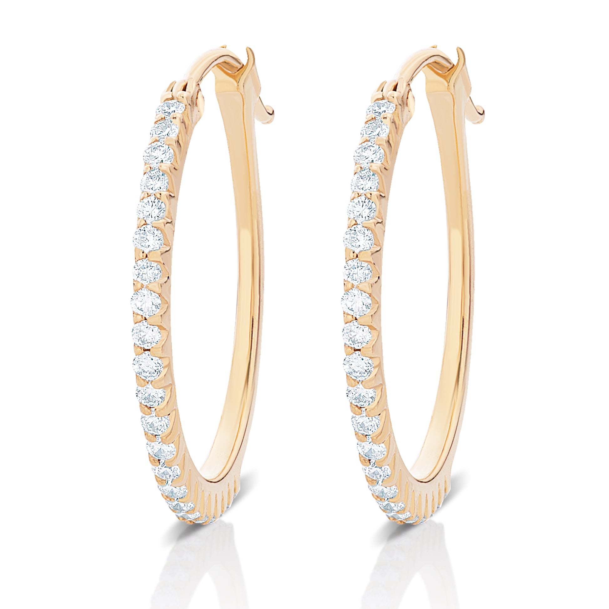 One Row diamond Hoop Earrings