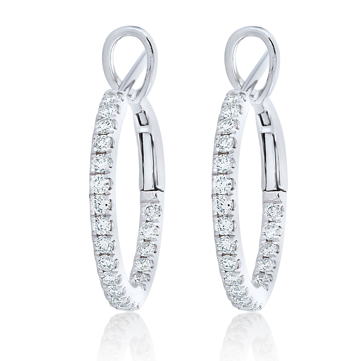Medium Diamond Hoop Earrings Nicole Rose Fine Jewelry