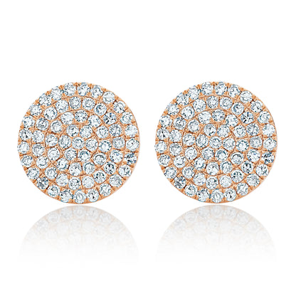 Large Pave Diamond Disc Earrings