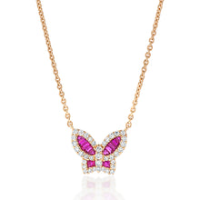 Load image into Gallery viewer, Petite Ruby and Diamond Butterfly Pendant 2