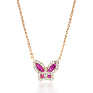 Petite Ruby and Diamond Butterfly Pendant 2