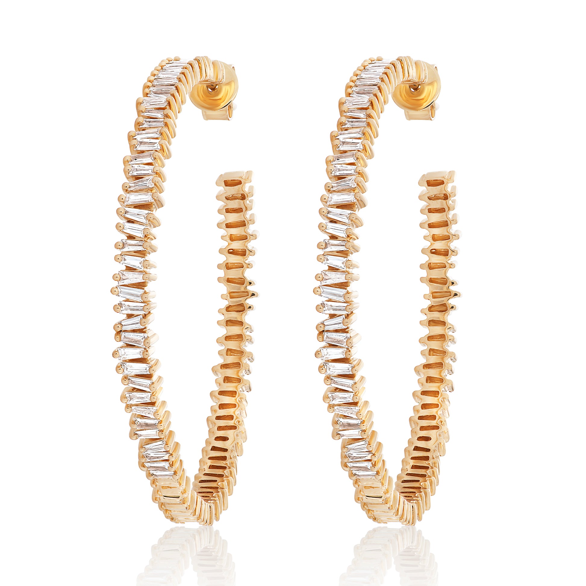 Diamond Baguette Hoop Earrings