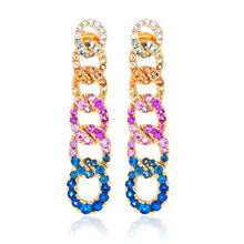 Load image into Gallery viewer, Multi Color and Diamond Chain Link Earrings