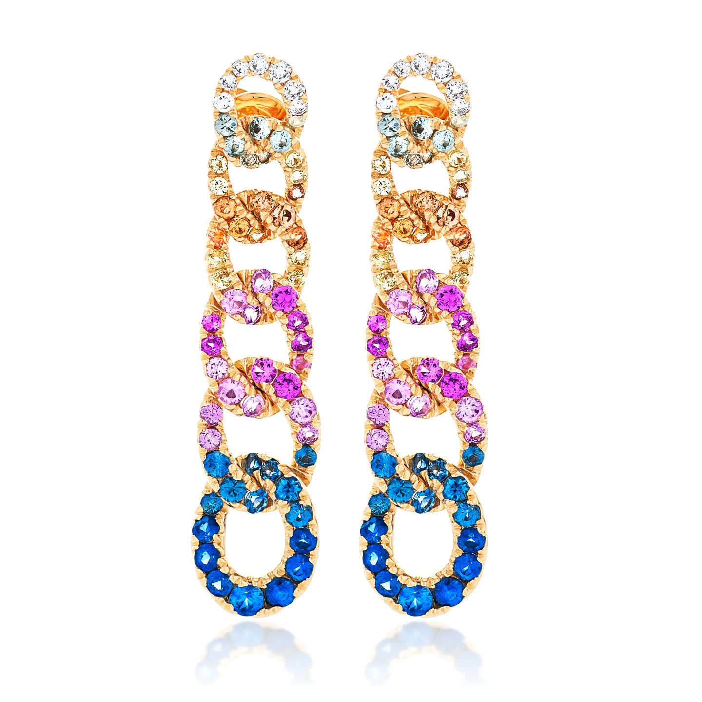 Multi Color and Diamond Chain Link Earrings