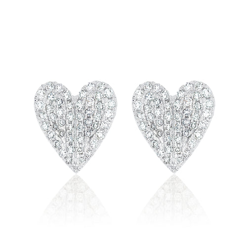 Raised Diamond Heart Stud Earrings