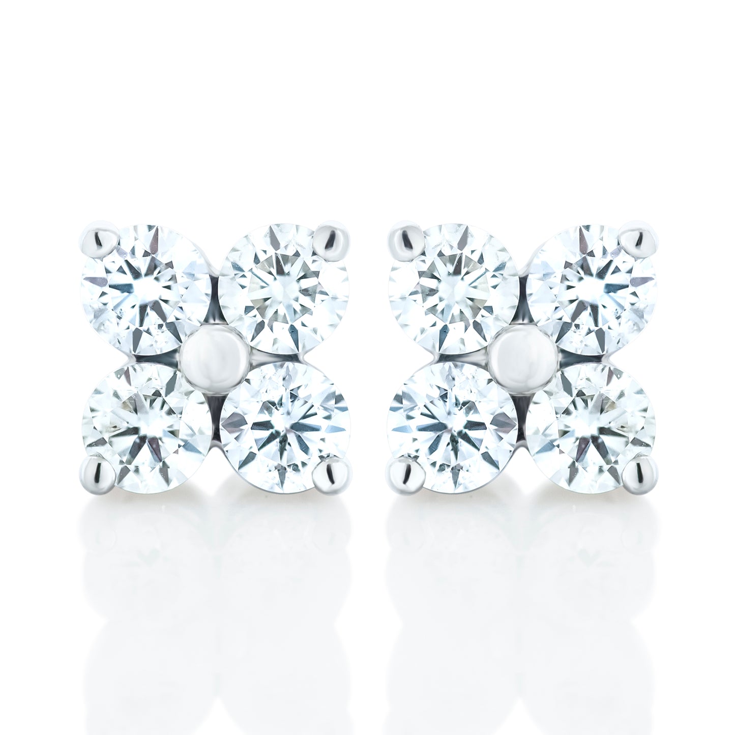 Diamond Flower Stud Earrings