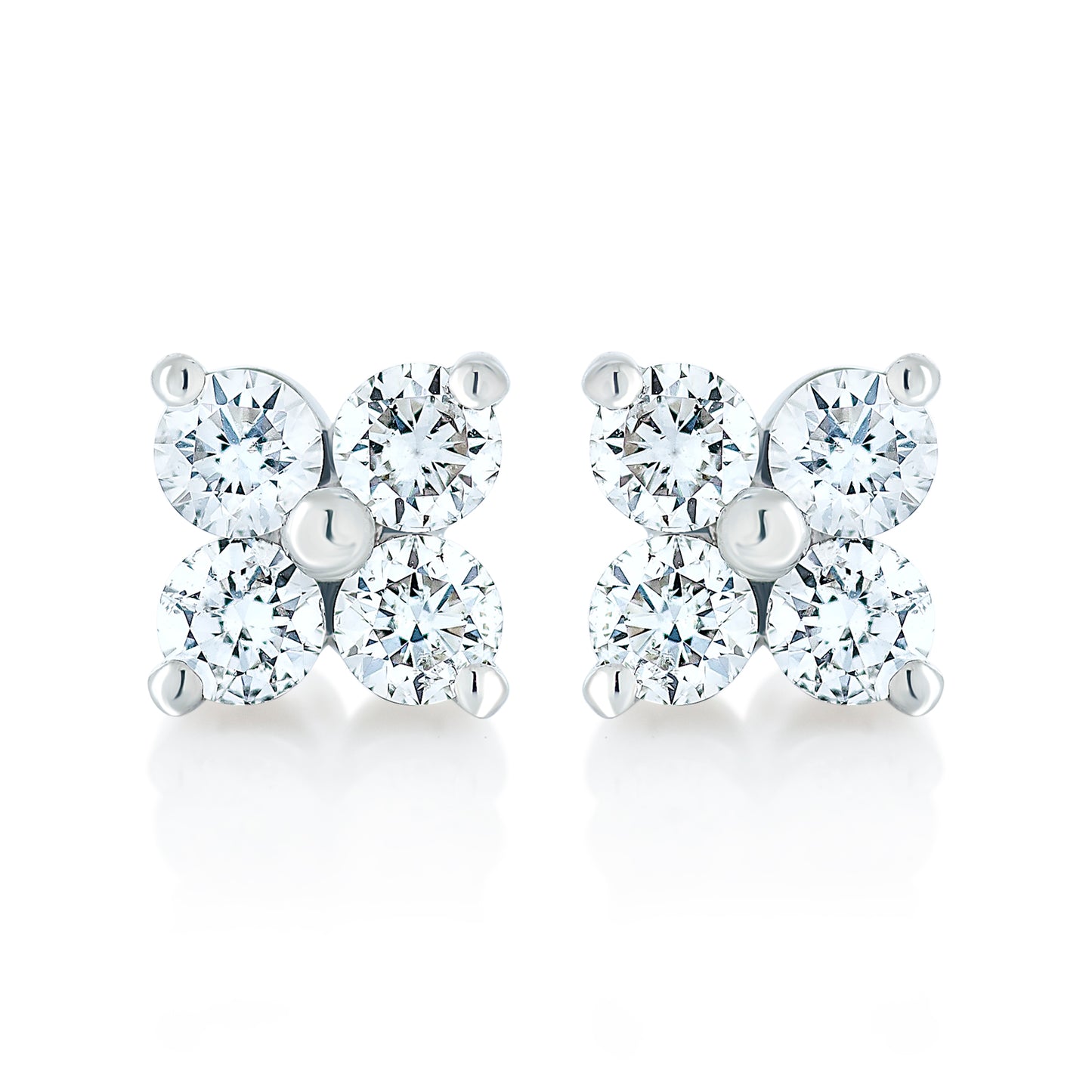 Diamond Flower Stud Earrings