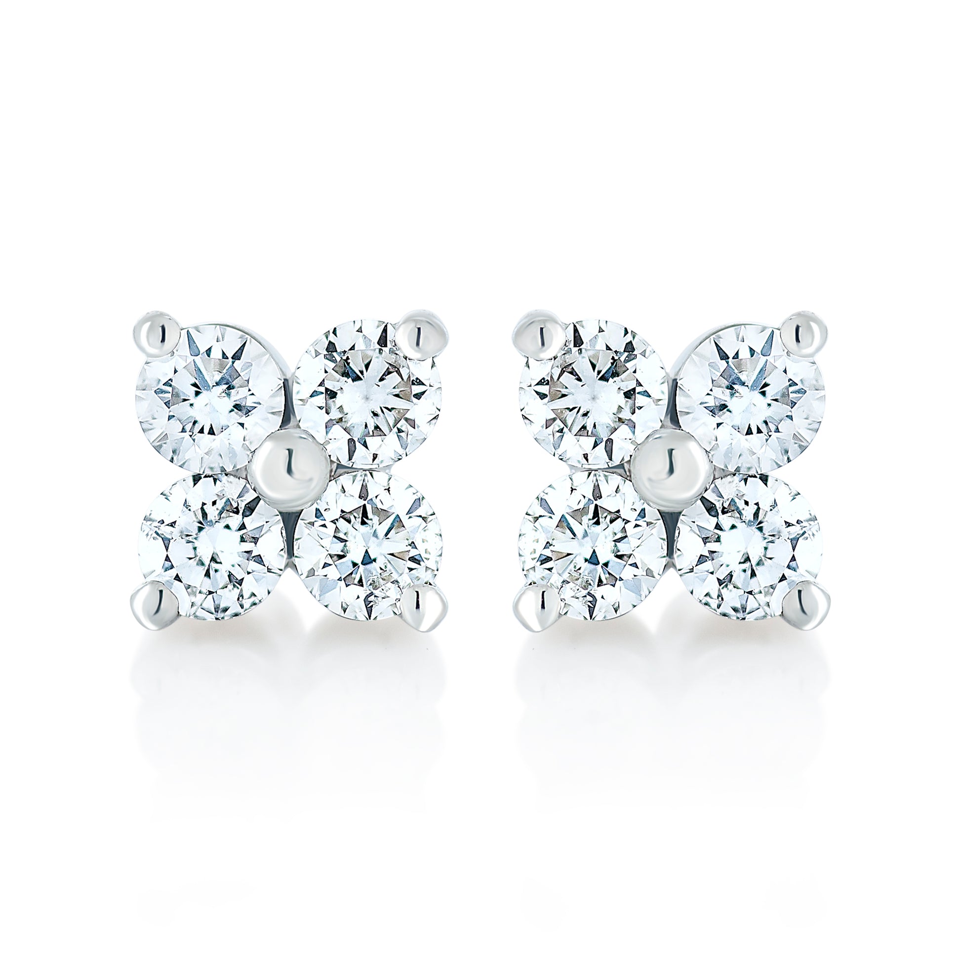 Diamond Flower Stud Earrings