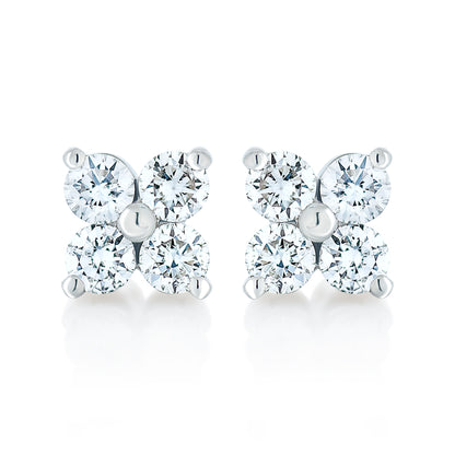 Diamond Flower Stud Earrings
