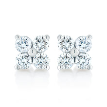 Load image into Gallery viewer, Diamond Flower Stud Earrings