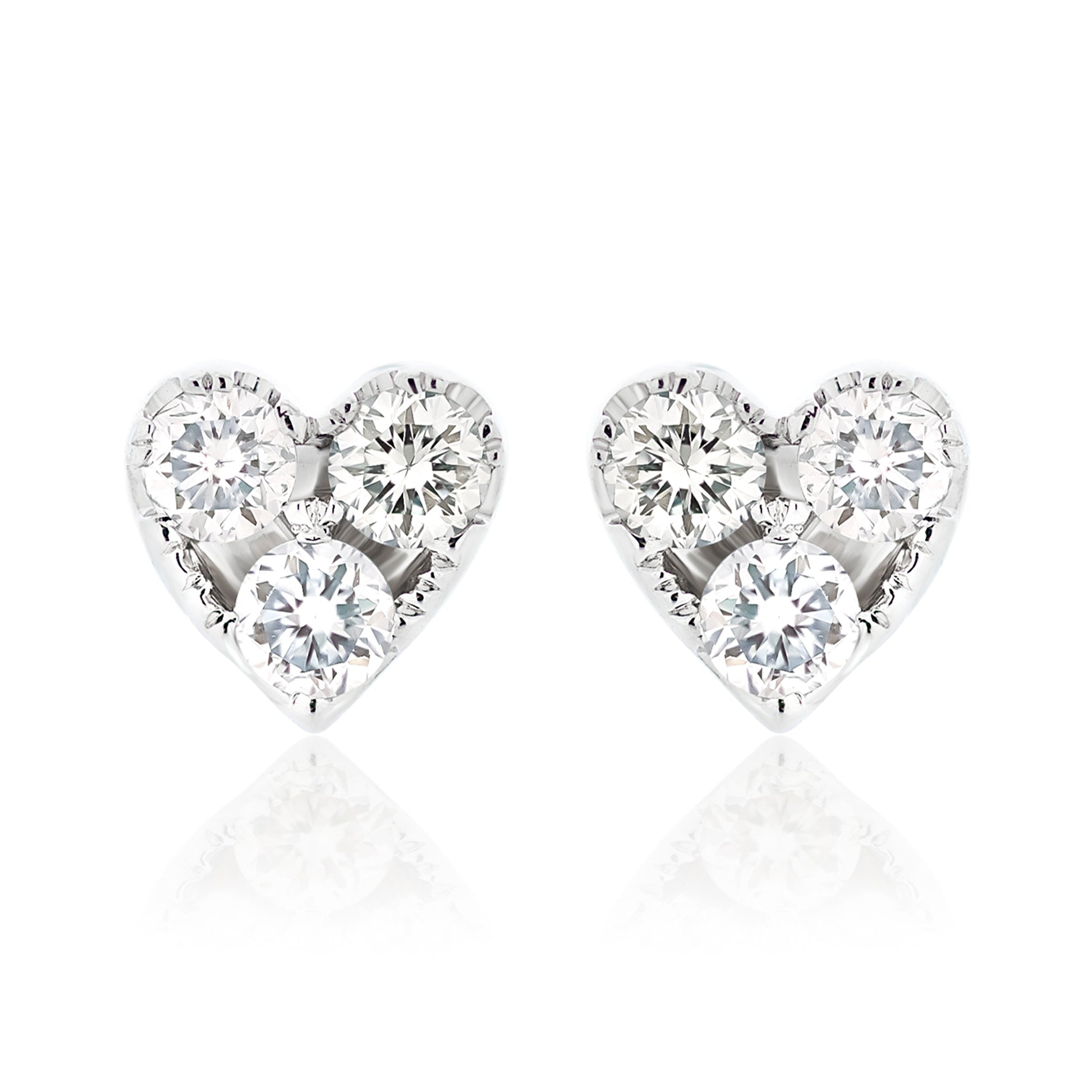 Petite Diamond Heart Stud Earrings