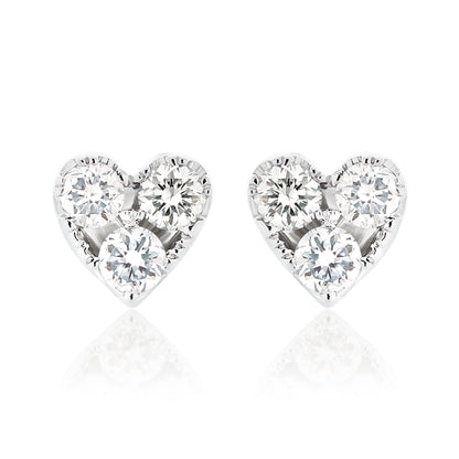 Petite Diamond Heart Stud Earrings