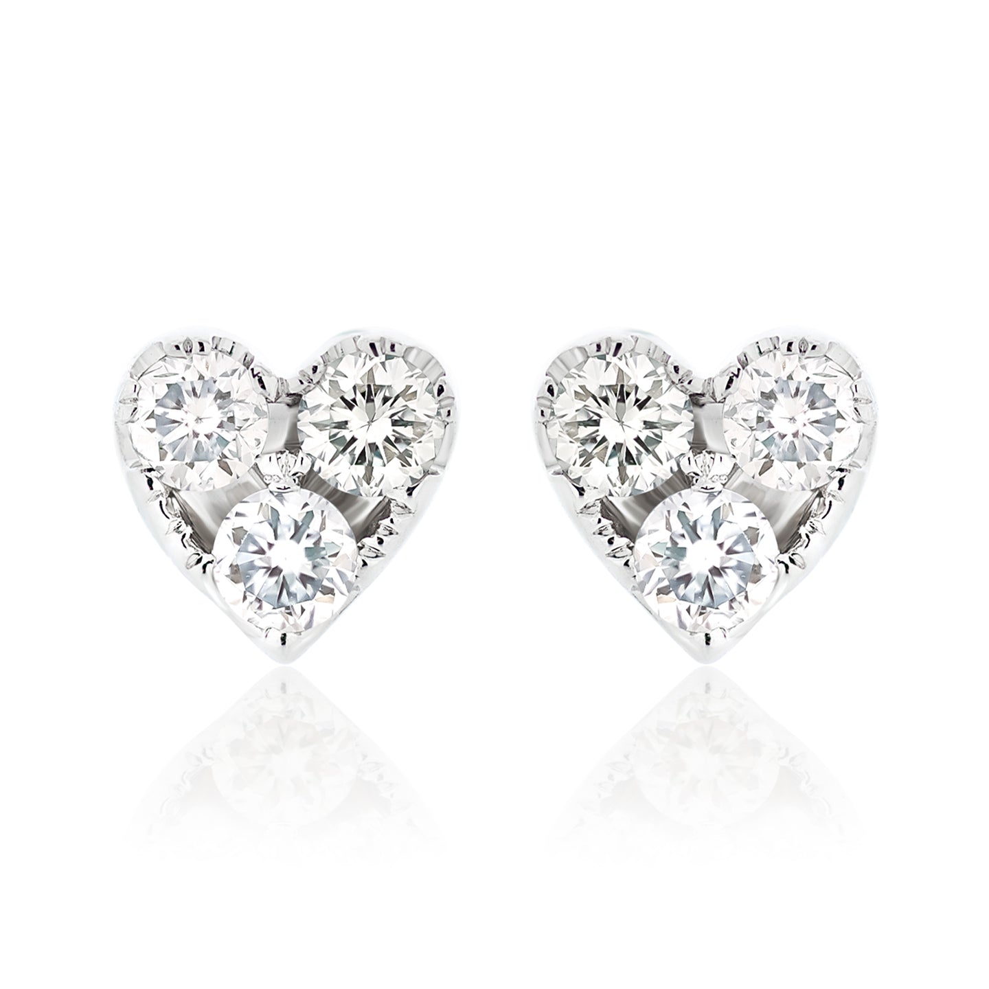 Petite Diamond Heart Stud Earrings