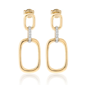 Rectangular Gold and Diamond Earrings