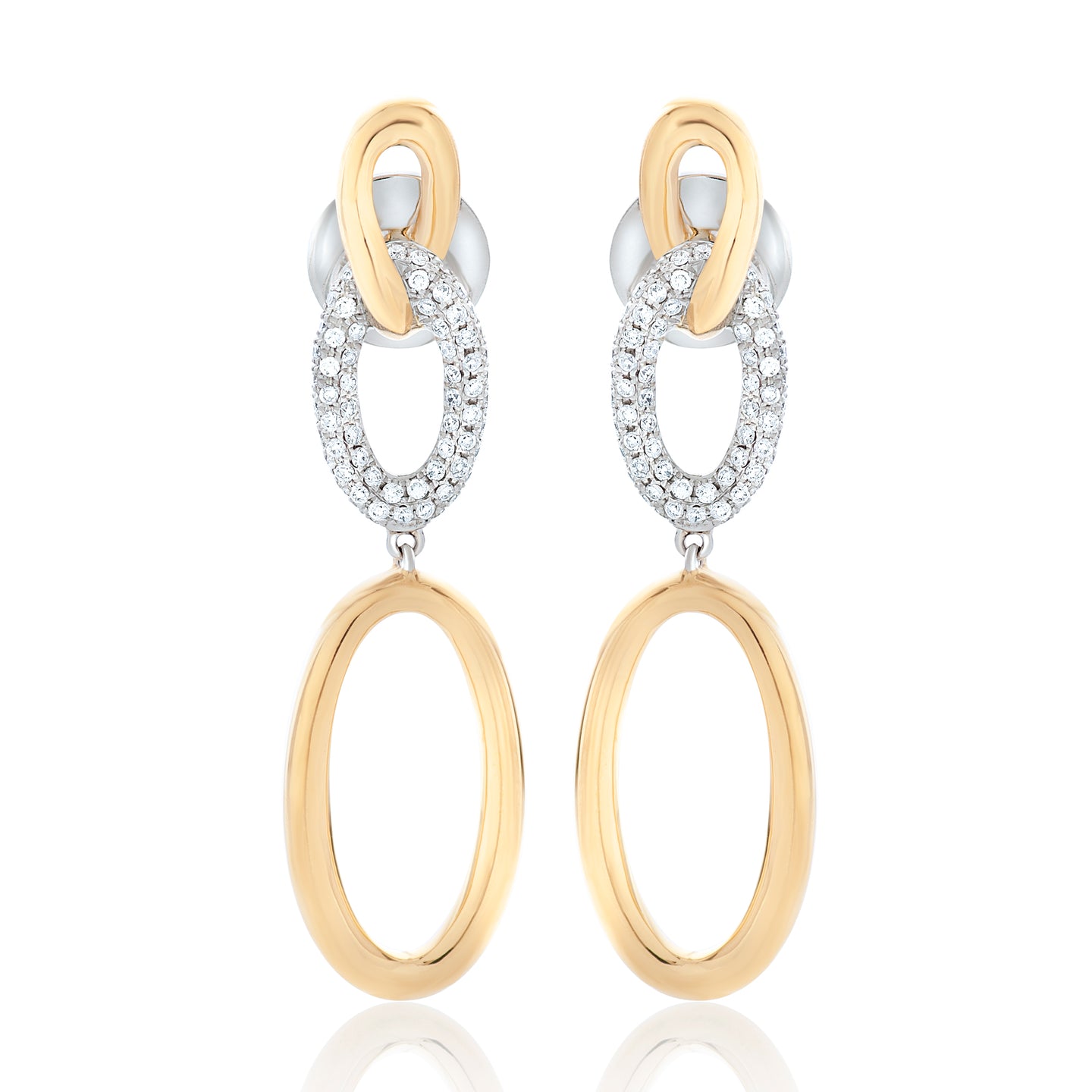 Oval Diamond Link Earrings