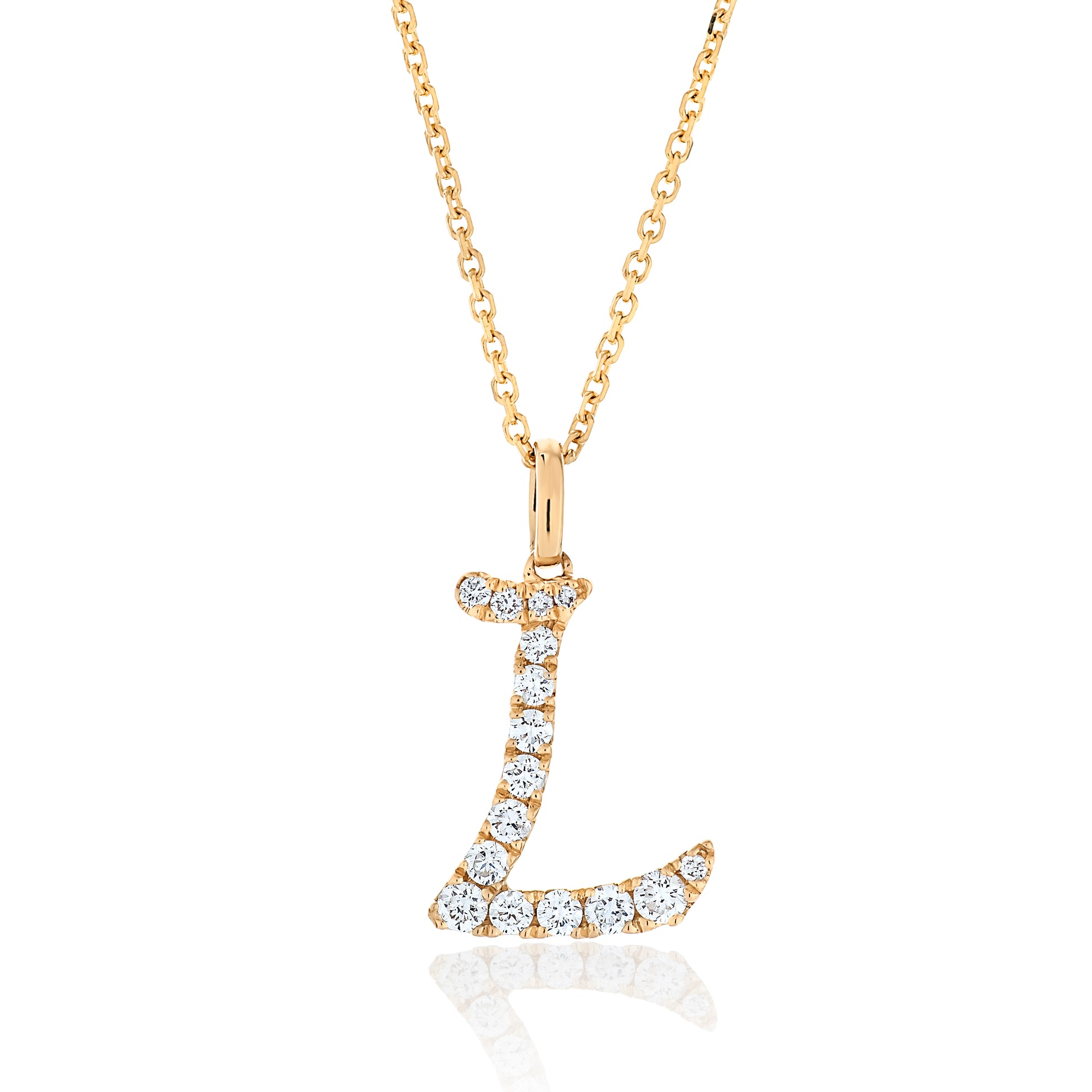 Diamond Script Letter Pendant - L Golden