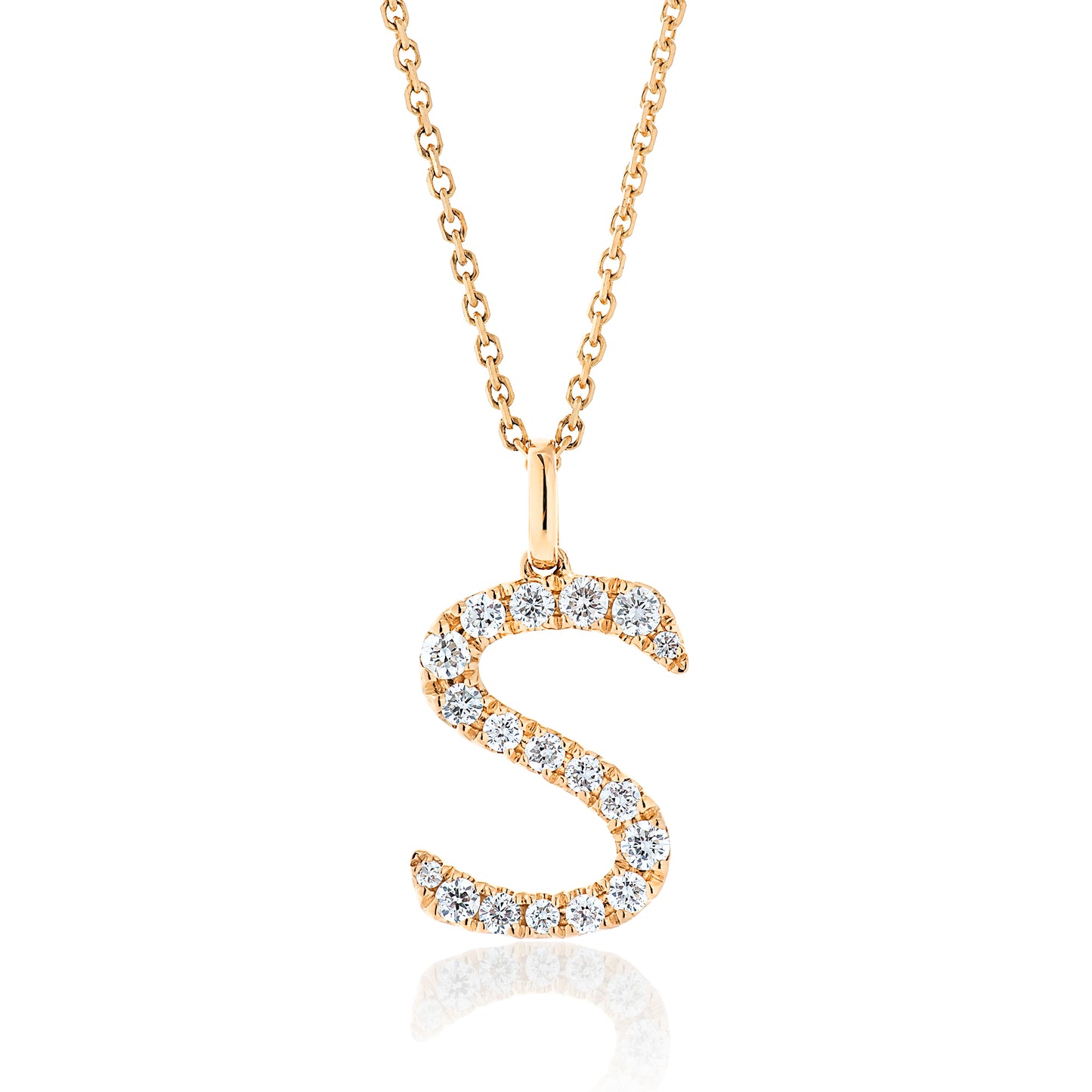 Diamond Script Letter Pendant - S Gold