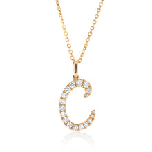 Load image into Gallery viewer, Diamond Script Letter Pendant - C Gold