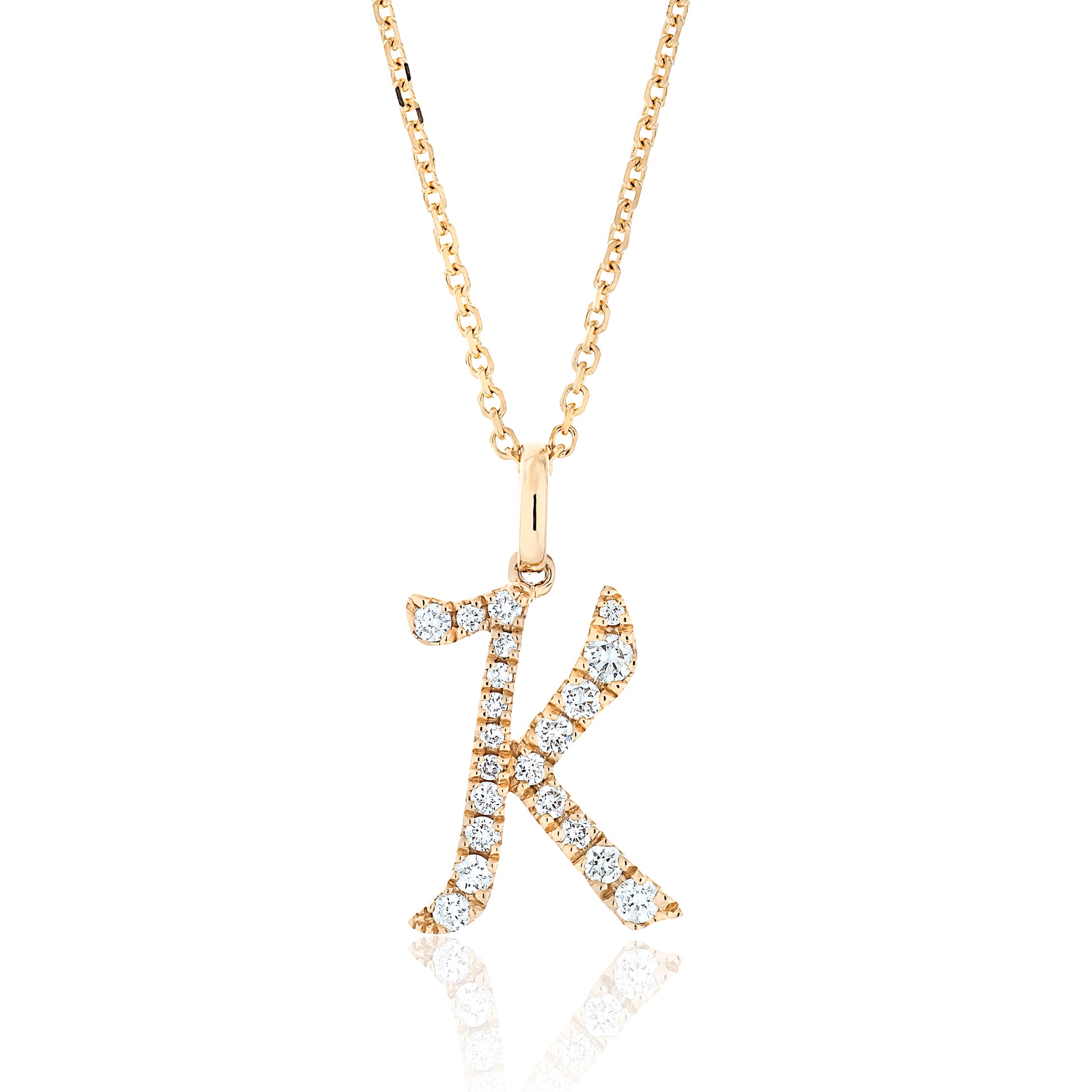 Diamond Script Letter Pendant - K Gold