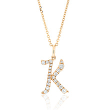 Load image into Gallery viewer, Diamond Script Letter Pendant - K Gold