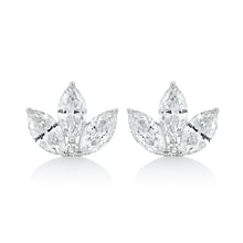 Load image into Gallery viewer, Trio Diamond Leaf Stud Earrings