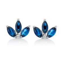 Load image into Gallery viewer, Trio Sapphire Leaf Stud Earrings