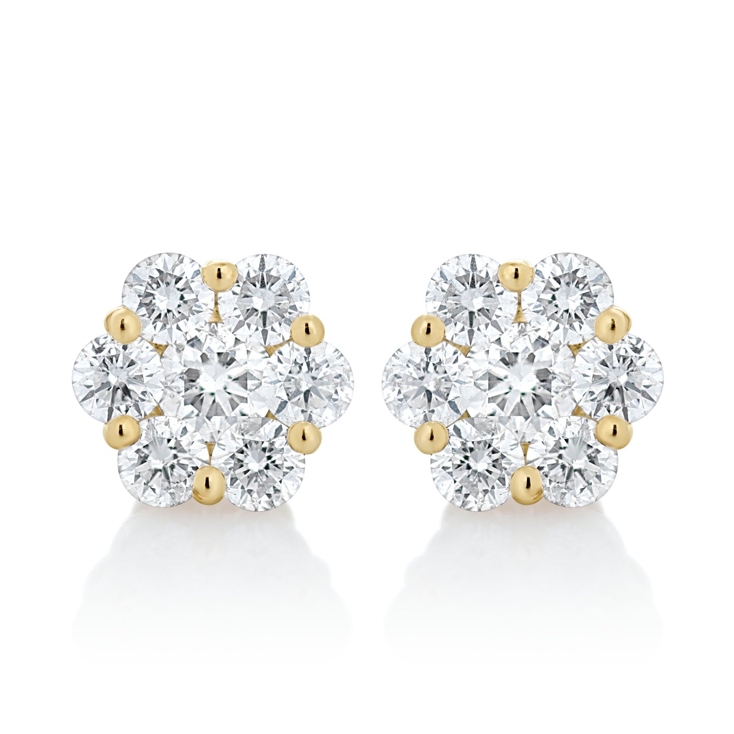 Small Diamond Flower Stud Earrings