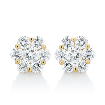 Small Diamond Flower Stud Earrings