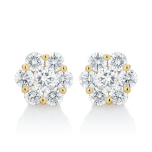 Load image into Gallery viewer, Small Diamond Flower Stud Earrings