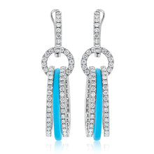 Load image into Gallery viewer, Triple Diamond and Turquoise Dangle Earrings
