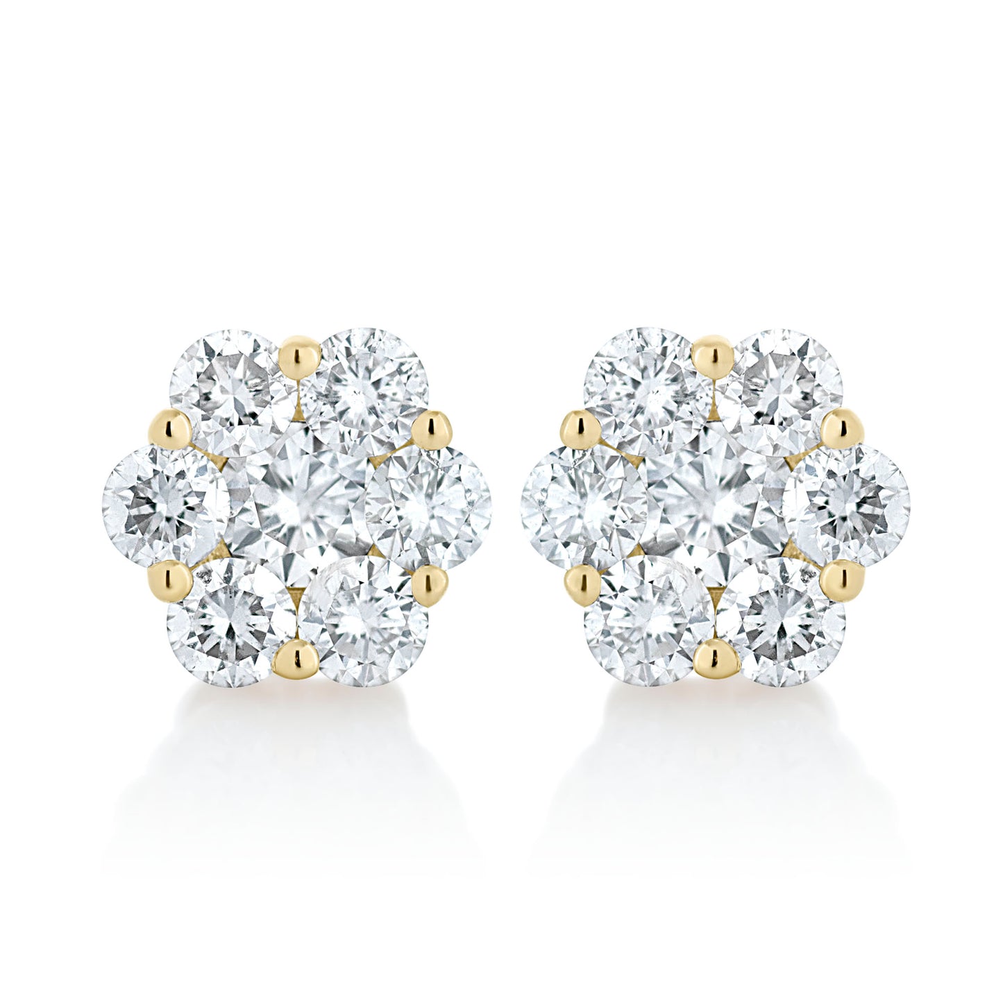 Medium Diamond Flower Stud Earrings