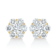 Load image into Gallery viewer, Medium Diamond Flower Stud Earrings