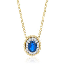 Load image into Gallery viewer, Sapphire and Diamond Oval Pendant