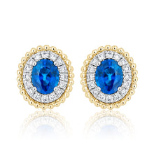Load image into Gallery viewer, Oval Sapphire and Diamond Stud Earrings