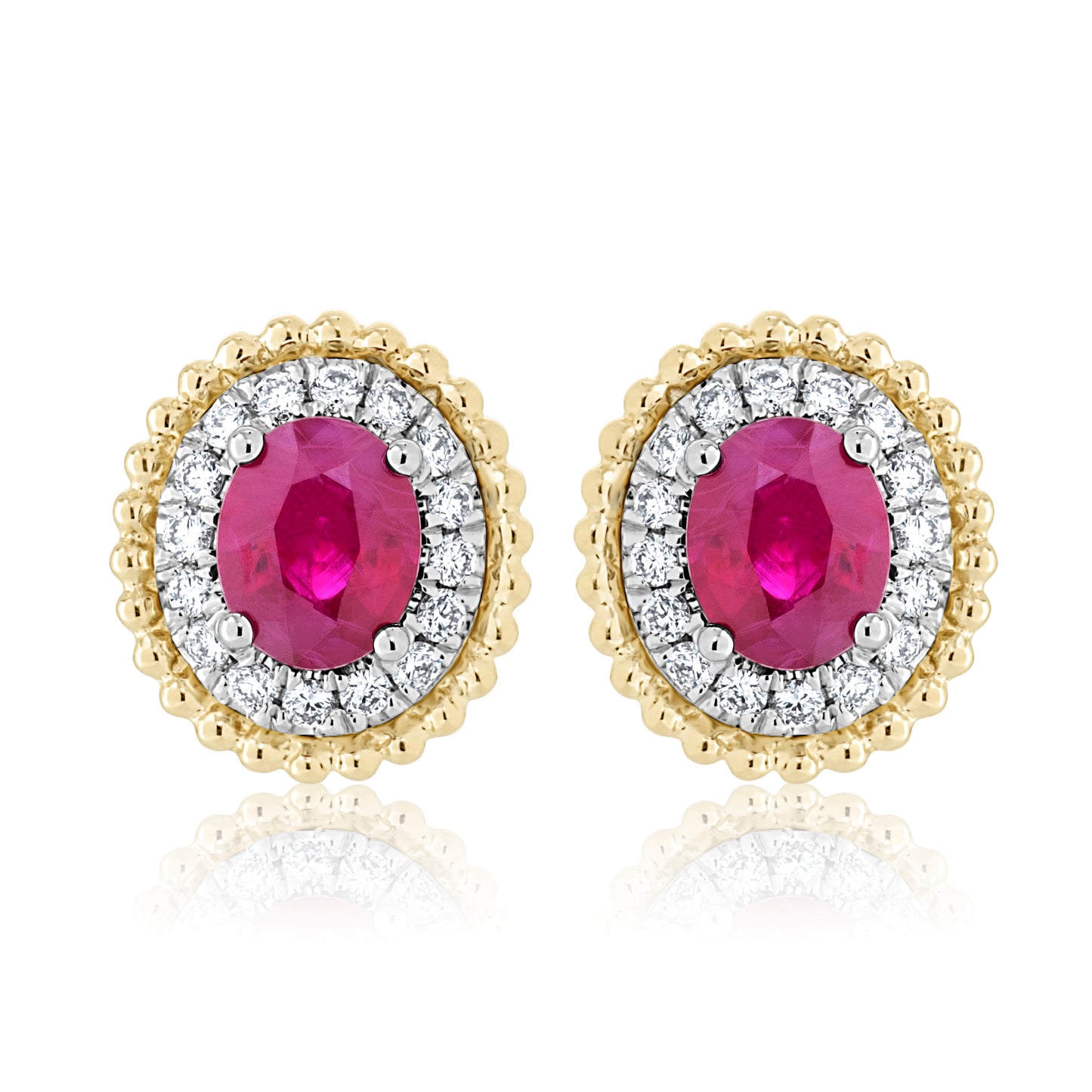 Ruby Oval and Diamond Earrings