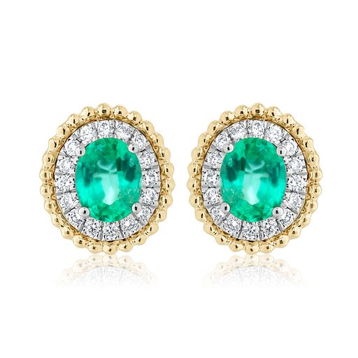 Oval Sapphire and Diamond Stud Earrings - Emerald