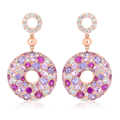 Diamond and Sapphire Sprinkle Donut Earrings
