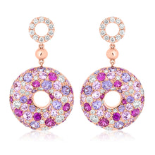 Load image into Gallery viewer, Diamond and Sapphire Sprinkle Donut Earrings