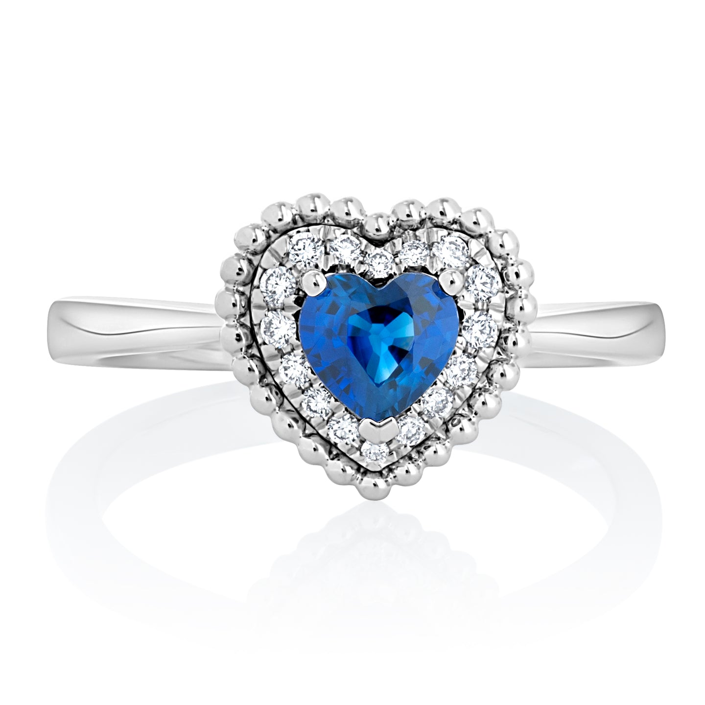 Sapphire Heart and Diamond Ring