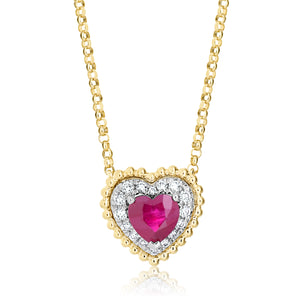 Ruby Heart and Diamond Pendant