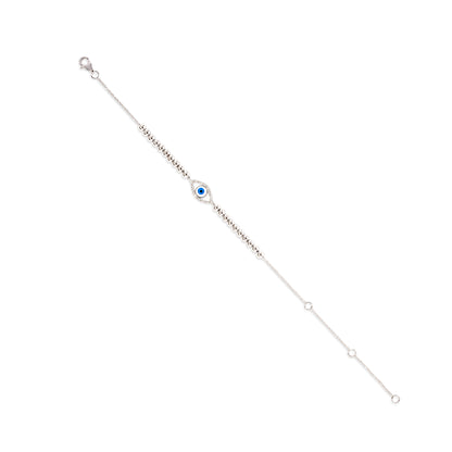 Diamond and Enamel Evil Eye Beaded Bracelet - White