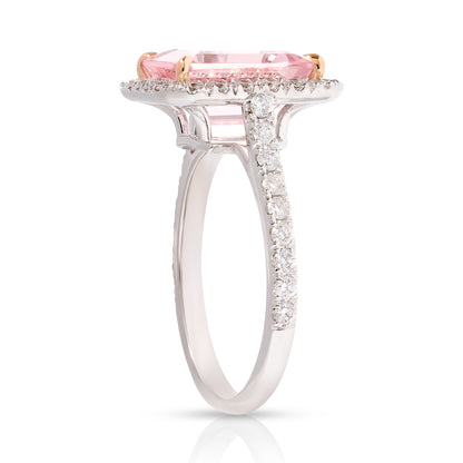 Single Diamond Halo Morganite Ring - Two